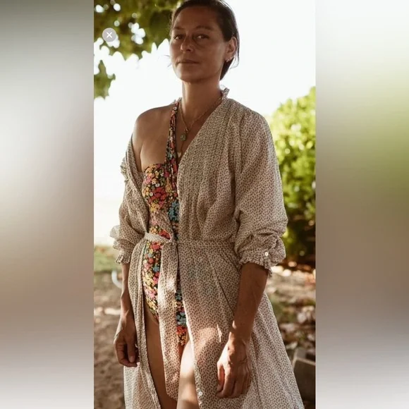 Doen Floral Long Sleeve Dress - Cream and Pink - Picture 5 of 14